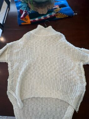 POL Cream Turtleneck Poncho Sweater